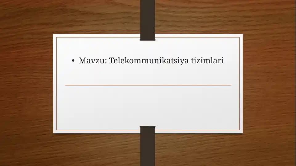 Telekommunikatsiya tizimlari