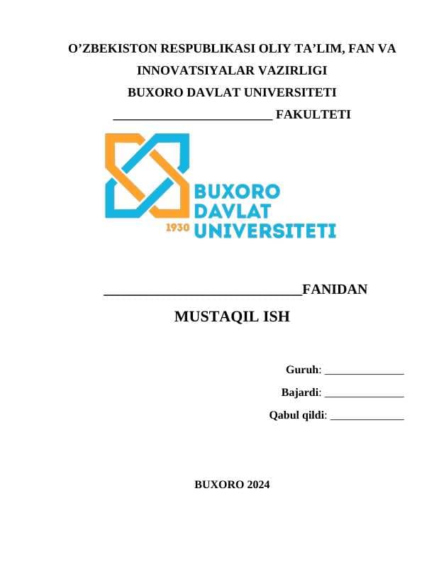 BuxDU mustaqil ish yuzi shablon