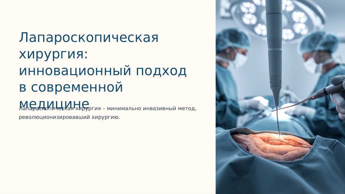 Лапароскопическая хирургия инновационный подход в современной медицине