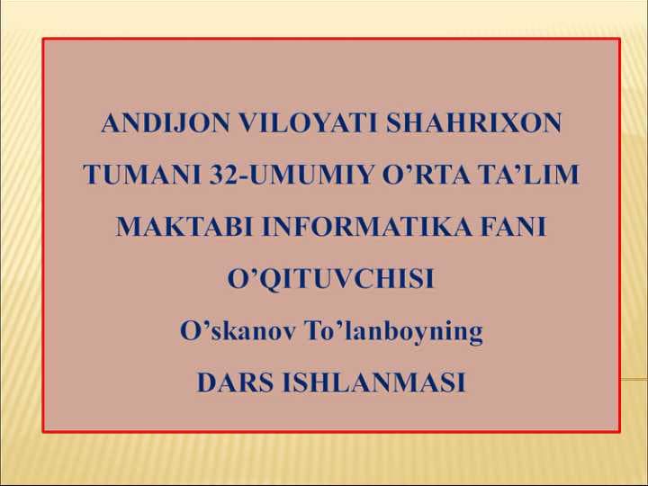 Informatika Dars ishlanma