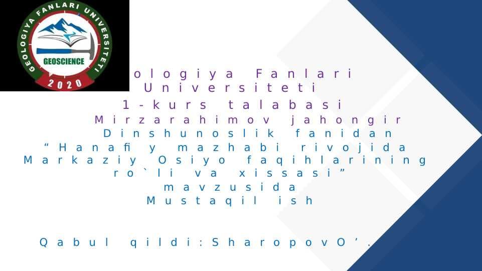 Hanafiy mazhabi rivojida Markaziy Osiyo faqihlarining ro`li va xissasi