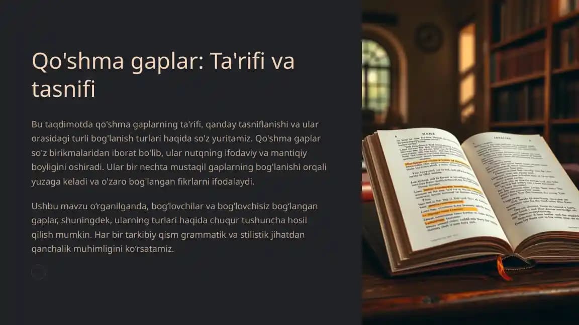 Qo'shma gaplar ta'rifi va tasnifi
