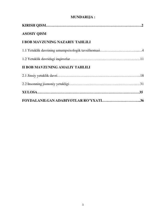Yetuklik davrining umumpsixologik tavsifnomasi…
