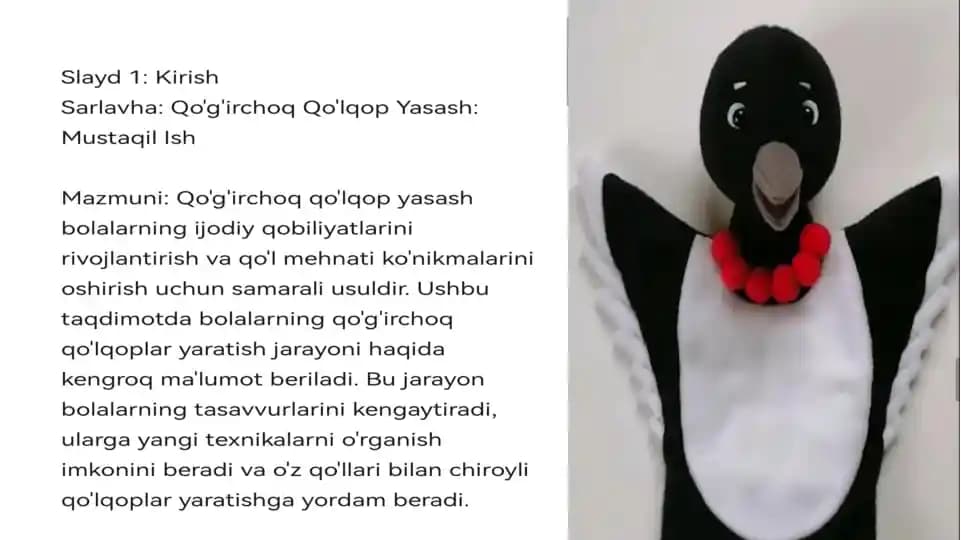 Qogʼirchoq qoʼlqob mavzusida Slayd