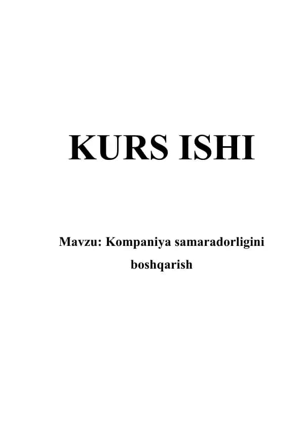 Kompaniya samaradorligini boshqarish