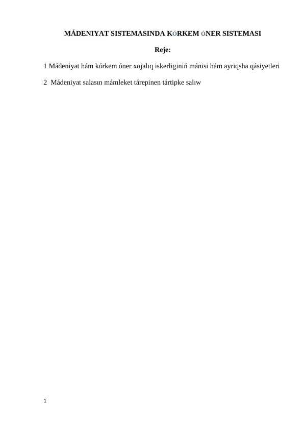 Madaniyat tizimi qoraqolpoq tilida