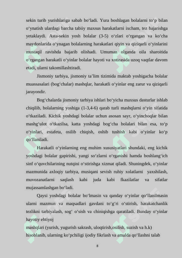 Dam olish oromgoxlari sog'lomlashtirish maskanlarida xarakatli o'yinlardan foydalanish va ularga xarakteristika