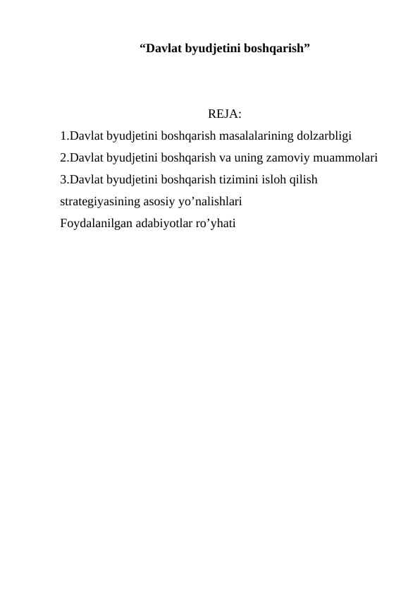Davlat byudjetini boshqarish