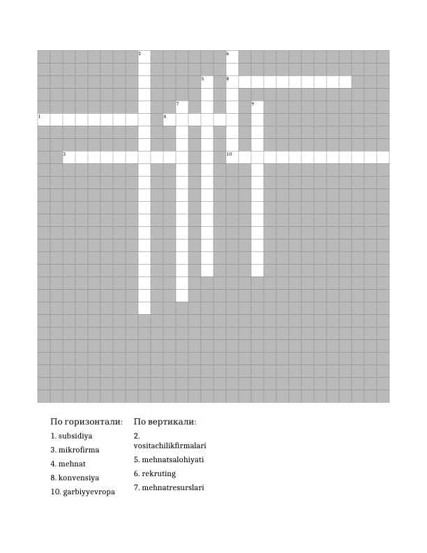 Krossword kurs ishi