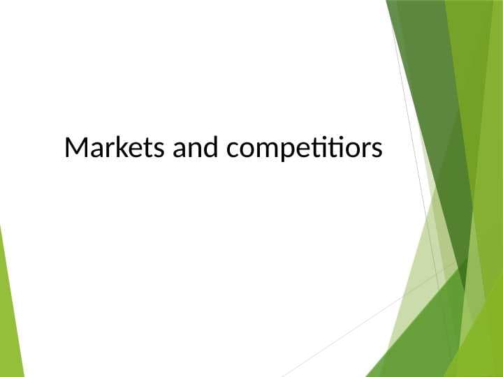 Markets and competitiors