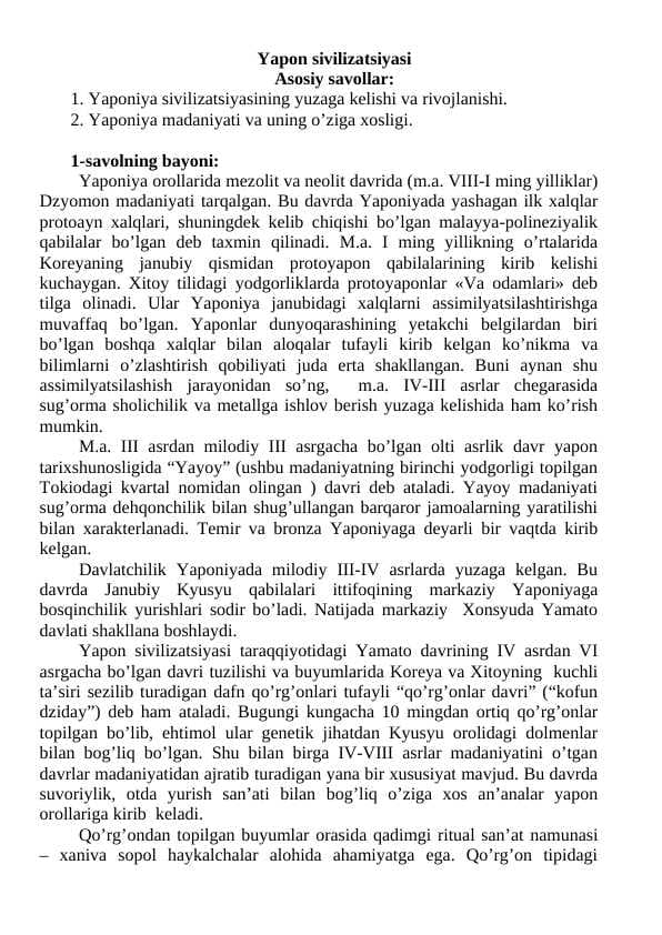 Yapon sivilizatsiyasi 2