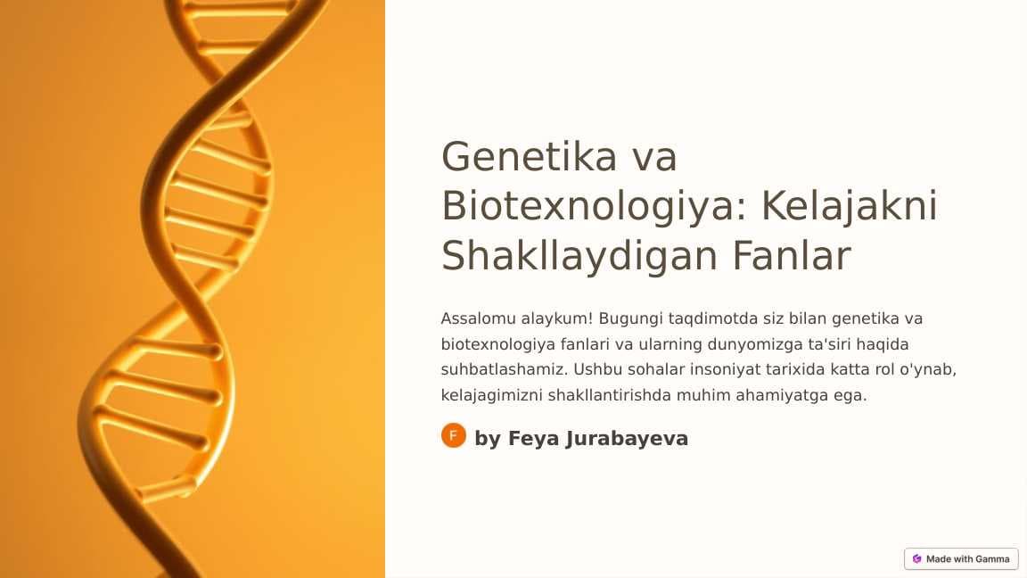 Genetika va biotexnalogiya