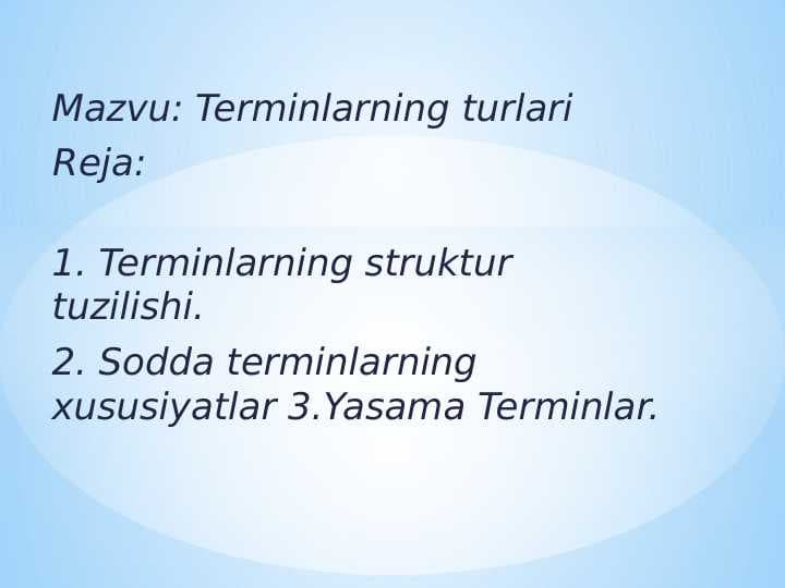 Terminlarning turlari