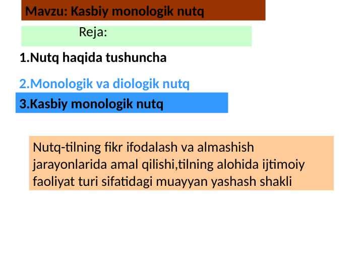 Kasbiy monologik nutq