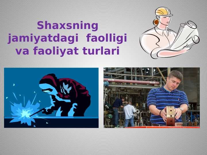 Shaxsning jamiyatdagi  faolligi va faoliyat turlari