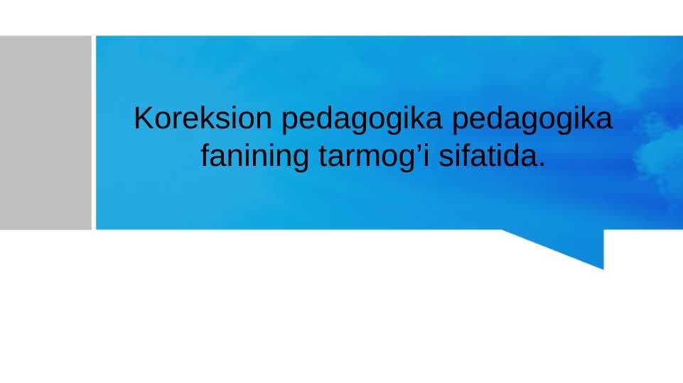 Koreksion pedagogika pedagogika fanining tarmog’i sifatida
