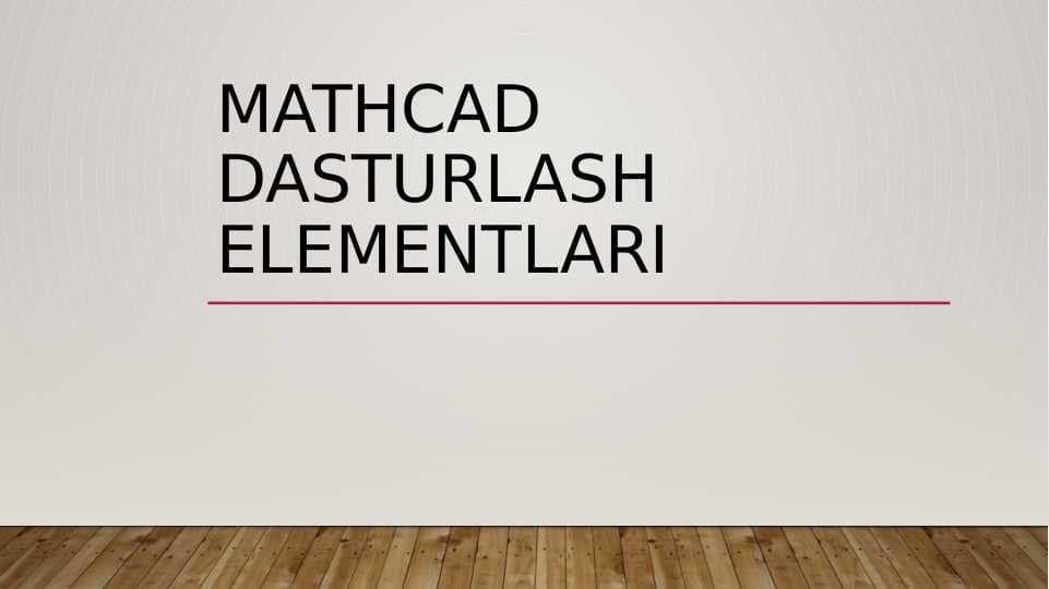Mathcad dasturlash elementlari
