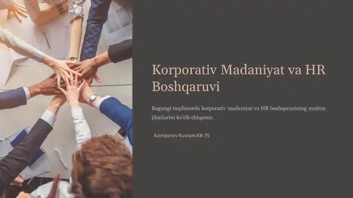 Korporativ Madaniyat va HR Boshqaruvi