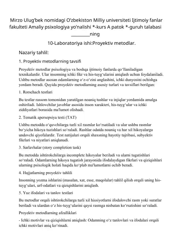 Proyektiv metodlar