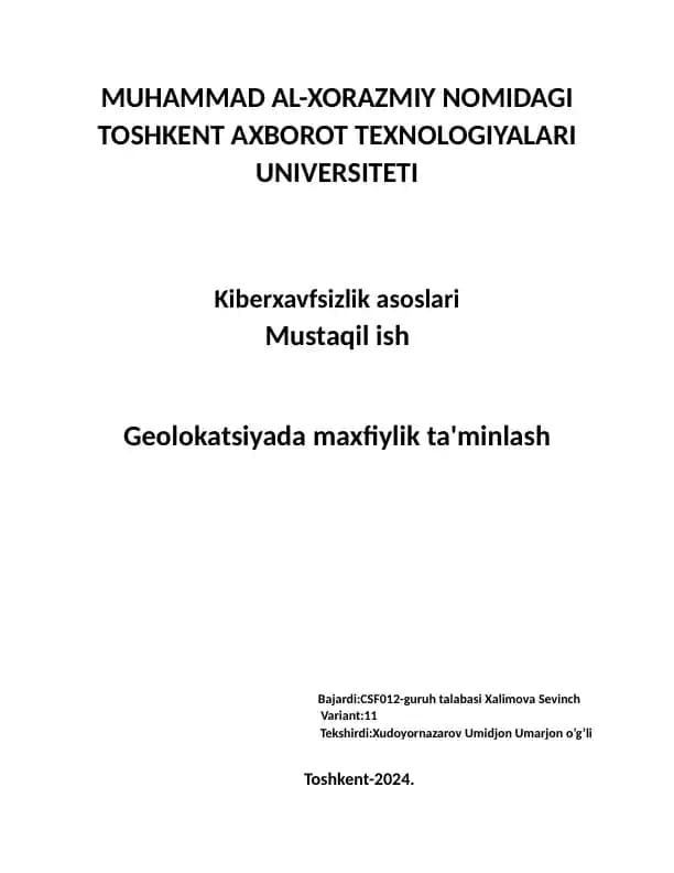 Kiberxavfsizlik asoslari
