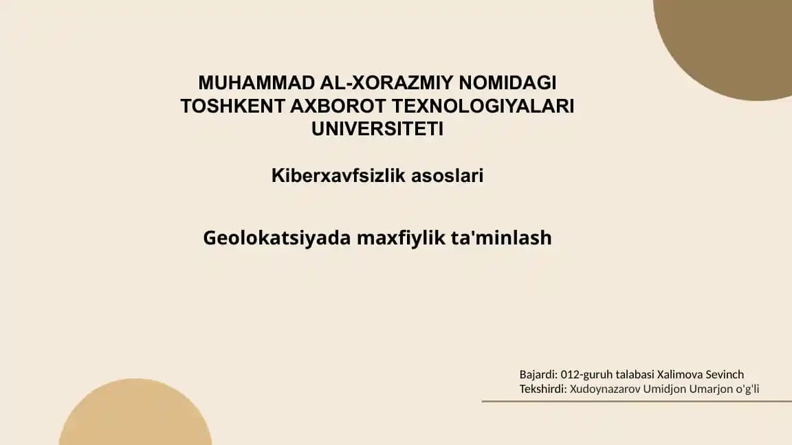 Geolokatsiyada maxfiylik ta'minlash