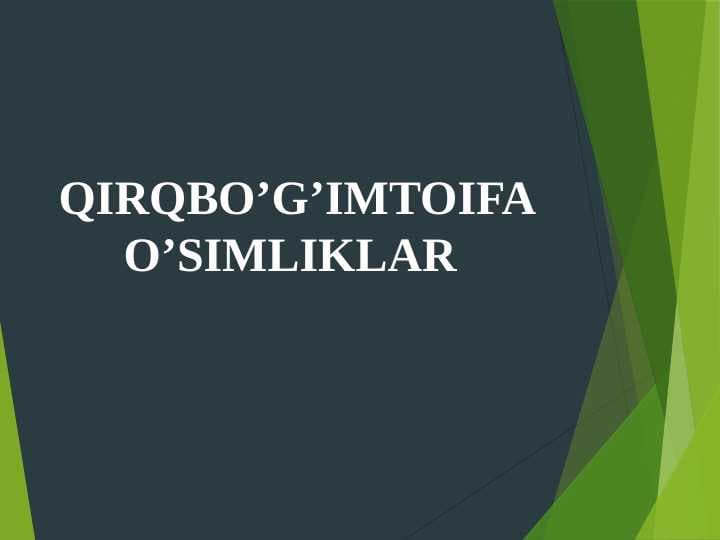QIRQBO’G’IMTOIFA O’SIMLIKLAR