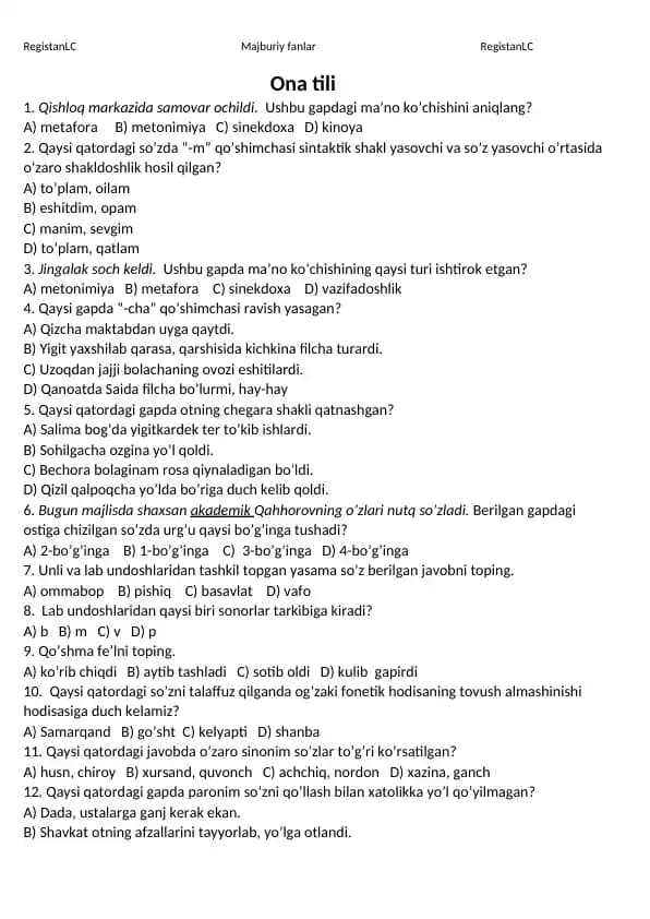 RegistanLC Ona tili
