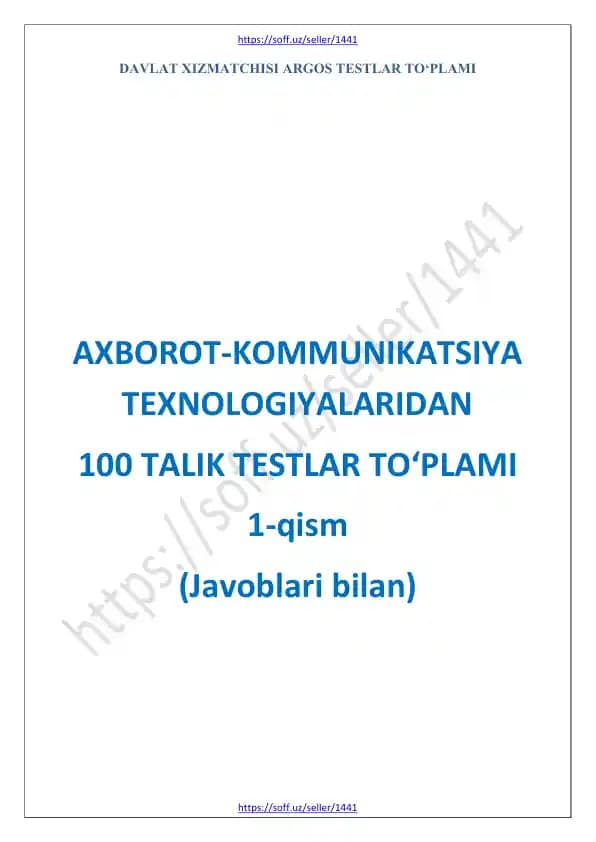 ARGOS test Axborot-kommunikatsiya texnologiyalari 1-qism