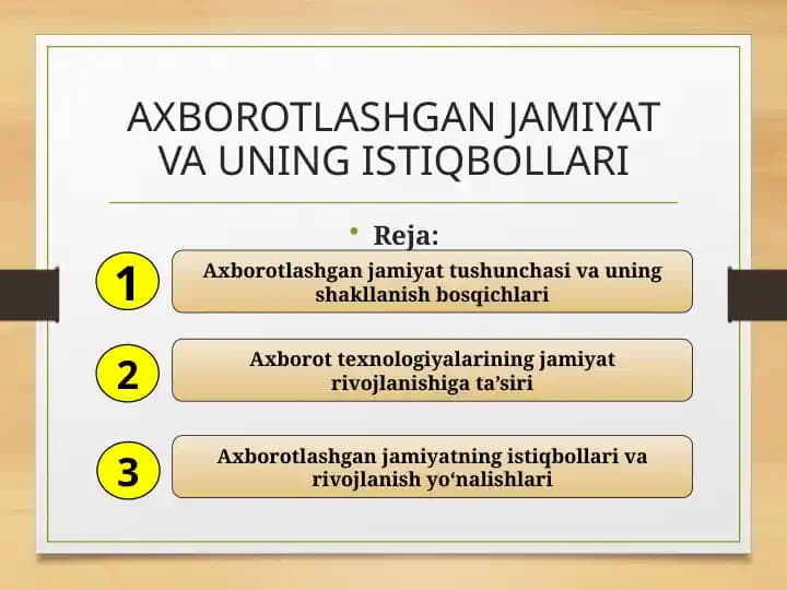 AXBOROTLASHGAN JAMIYAT VA UNING ISTIQBOLLARI
