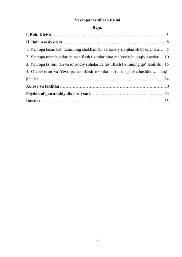 Yevropa tasniflash tizimi