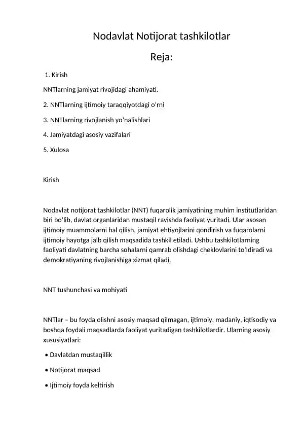 Nodavlat Notijorat Tashkilotlar