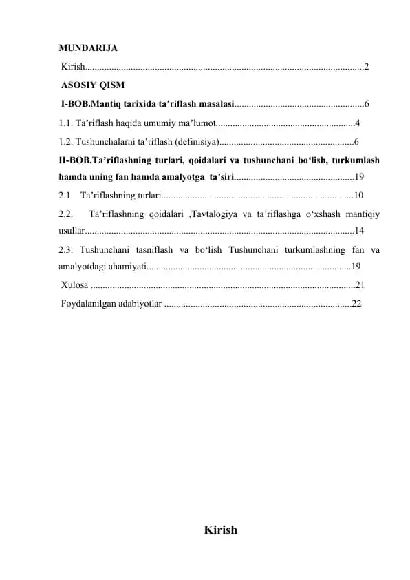 Kurs ishi Mantiq