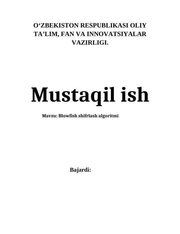 Blowfish shifrlash algoritmi