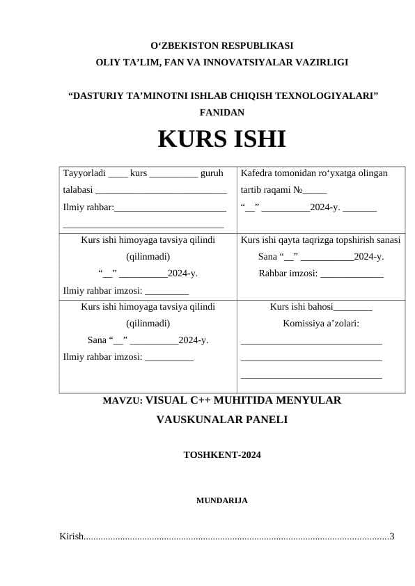 DASTURIY TA’MINOTNI ISHLAB CHIQISH TEXNOLOGIYALARI pptx