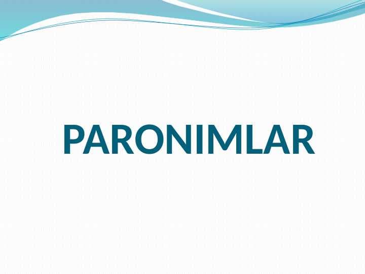Paronimlar