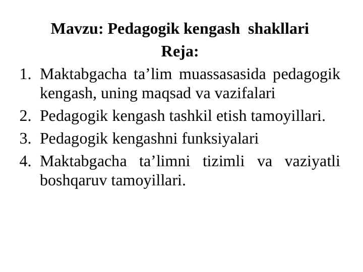 Pedagogik kengash  shakllari