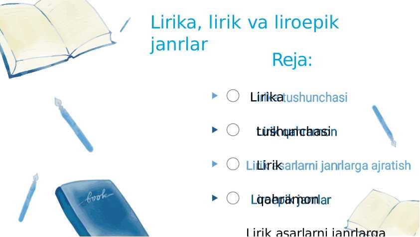 Lirika, lirik va liroepik janrlar