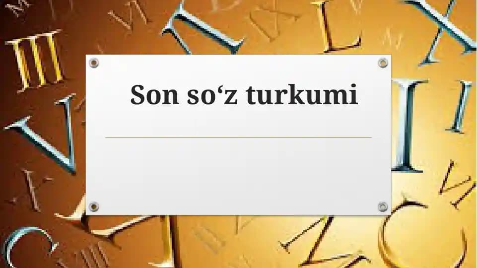 Son so'z turkumi haqida