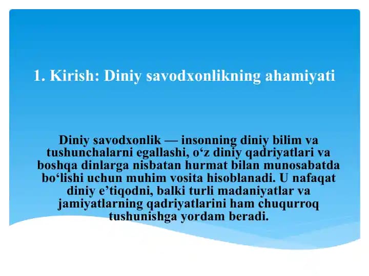 Diniy savodxonlikning ahamiyati