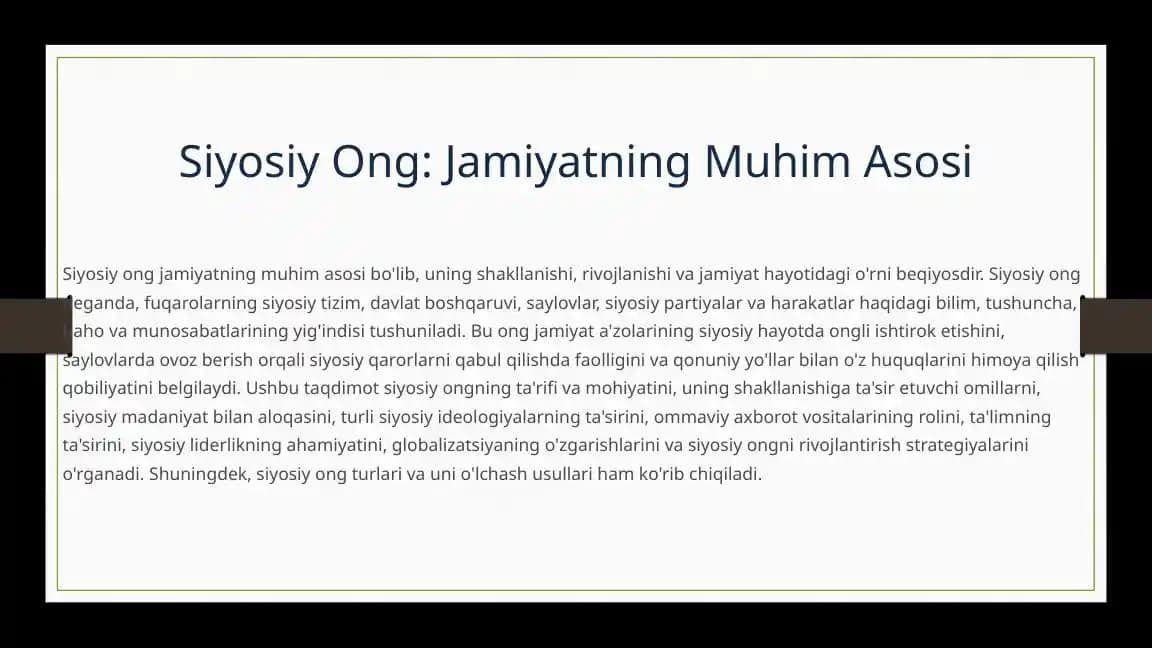 Siyosiy Ong: Jamiyatning Muhim Asosi