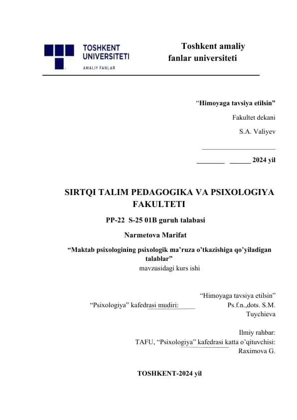 Maktab psixologining psixologik ma’ruza o’tkazishiga qo’yiladigan talablar.docx