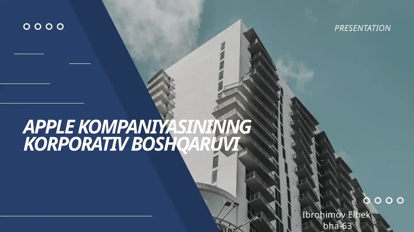 APPLE KOMPANIYASININNG KORPORATIV BOSHQARUVI