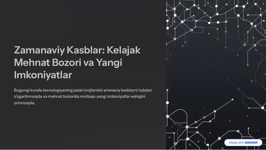 Kelajak kasblari {slayd} shablon