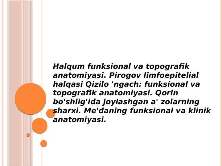 Halqum funksional va
topografik anatomiyasi