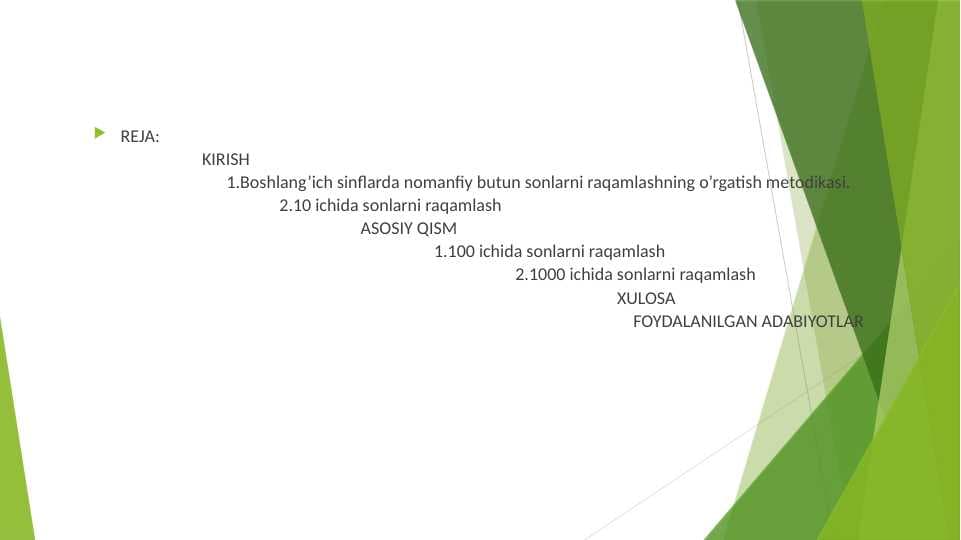 Boshlang’ich sinflarda nomanfiy butun sonlarni raqamlashning o’rgatish met