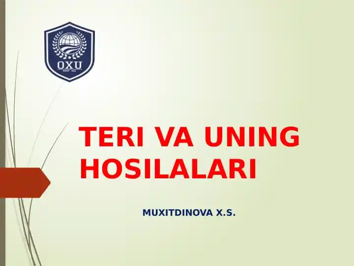 TERI VA UNING HOSILALARI