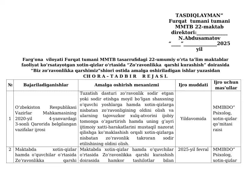 Zoravonlikka chora tadbirlar