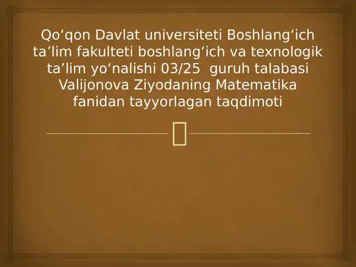 Toʻplamlar va ular ustida amallar