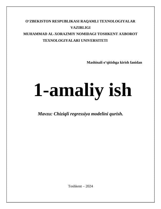 Chiziqli regressiya modelini qurish