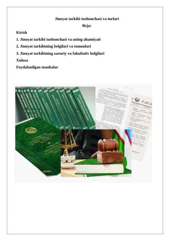 Jinoyat tarkibi tushunchasi va turlari 24